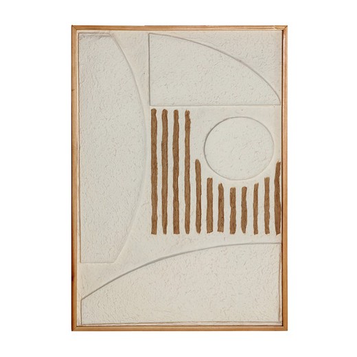 Cuadro Parker en papel maché y madera de paulownia en blanco/natural, 65 x 2 x 95 cm