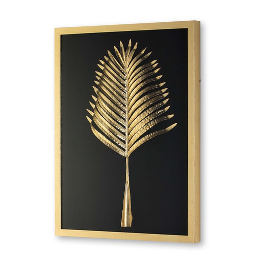 Obraz kryształowej gałęzi, drewno, złoty metal, 60x5x80cm