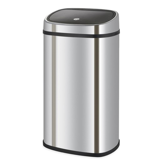 Stainless steel recycling bin in silver, 39.5 x 28 x 57 cm | Future