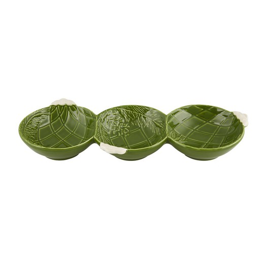 Earthenware bowl in green, 34.3 x 13.4 x 4.5 cm | Christmas ornaments