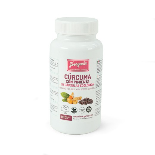 Curcuma et poivre biologiques en capsules, 90 unités