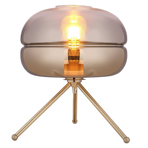 DABACHE - Lampe de table en verre doré, Ø29 x H 35 cm