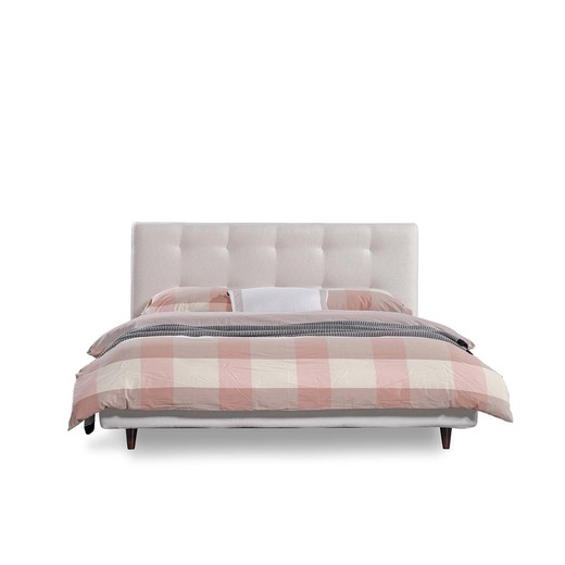 DELFT | Pärlgrå stoppad säng 150 x 200 cm