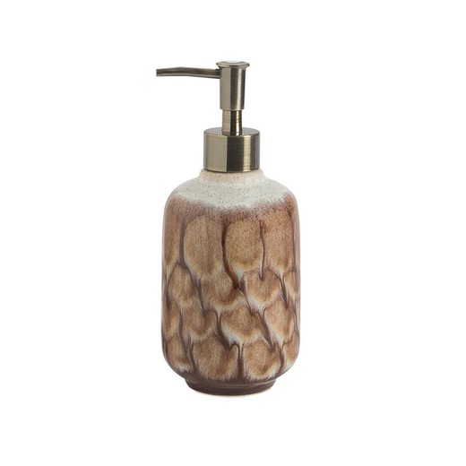 Ceramic dispenser in brown and beige, 8 x 8 x 19 cm | Turtle