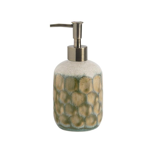 Ceramic dispenser in green and beige, 8 x 8 x 17.5 cm | Avalon