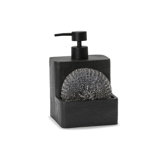 Dozownik mydła w kolorze czarnym łupkowym, 11x11x17,5 cm