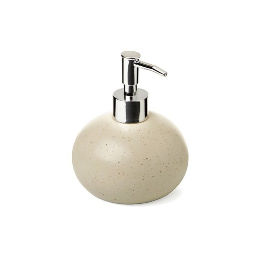 Ceramic soap dispenser in beige, 13 x 11 x 11 cm