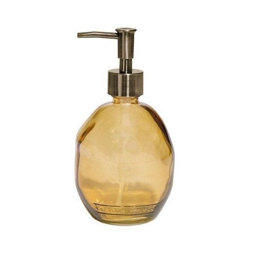 Distributeur de savon en verre jaune et doré, Ø 9 x 18 cm | Sicile