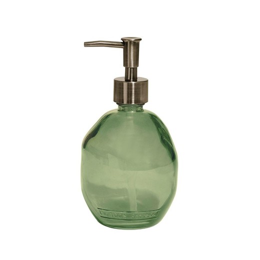 Dispensador de jabón de vidrio en verde y dorado, Ø 9 x 18 cm | Sicilia