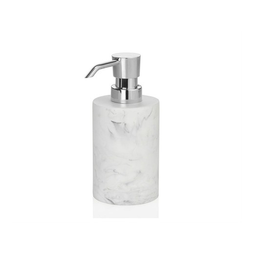 Dispensador de jabón para baño de poliresina efecto mámol blanco 7x16 cm