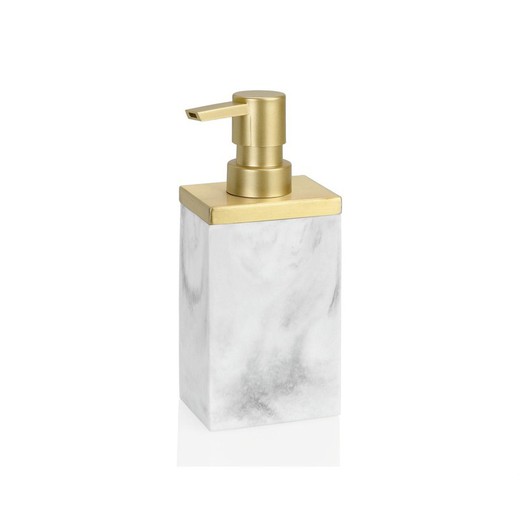 White marble dispenser with matt gold steel, 7 x 5 x 18 cm