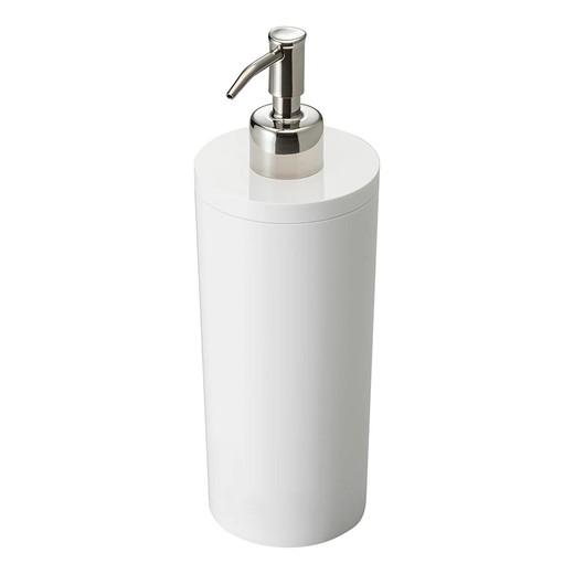 Dispensador de sabonete em ABS e metal branco e prata, Ø 23 x 8 cm | Torre