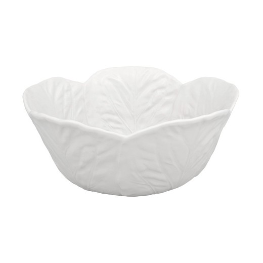 Tall white earthenware salad bowl, Ø 29.5 x 13 cm | White cabbage