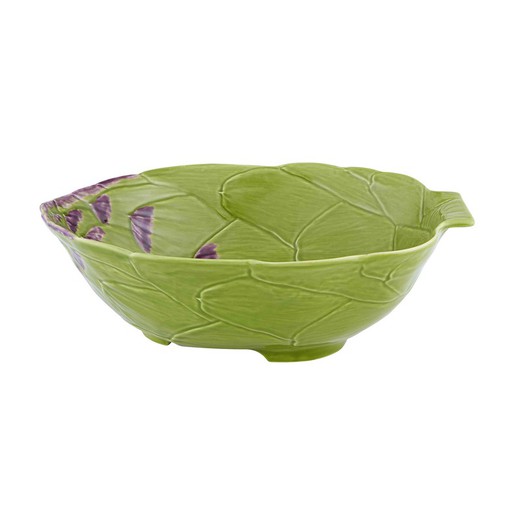 Tall earthenware salad bowl in green, 32.6 x 27.7 x 10.1 cm | Artichoke