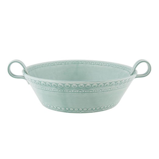 Low salad bowl in sunrise blue stoneware, 37 x 29.3 x 12.3 cm | Rua Nova