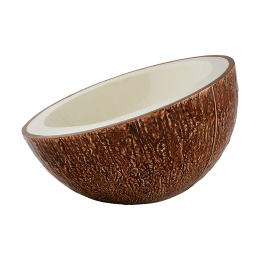 Coco Salad Bowl, Brown and White, 30.2 x 30 x 18.9 cm | Tropical Fruits