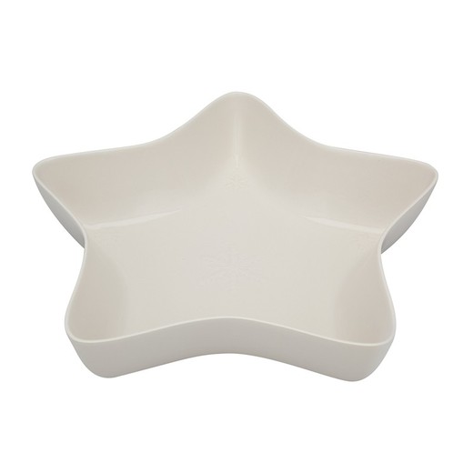 White stoneware salad bowl, 37 x 37 x 8 cm | Snowflakes