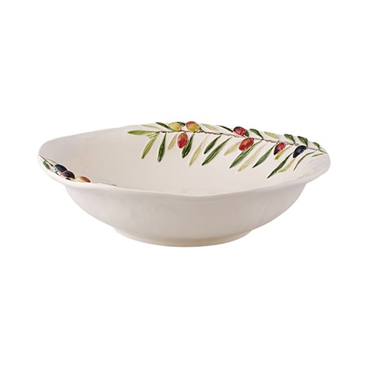 Off-white earthenware salad bowl, 33.5 x 33.5 x 9.3 cm | Olival