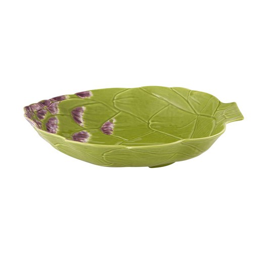 Salladsskål i lergods i grönt, 35,5 x 30,9 x 7,6 cm | Kronärtskocka