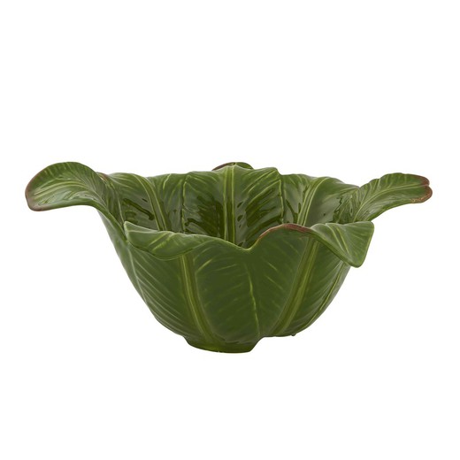 Green earthenware salad bowl, 36.7 x 36.5 x 15.6 cm | Banana Madeira