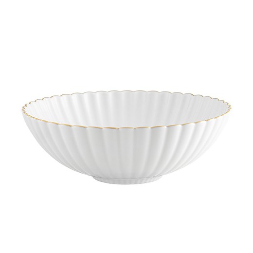 Porcelæns salatskål i hvid og guld, 24,2 x 24,2 x 8,3 cm | 200 år