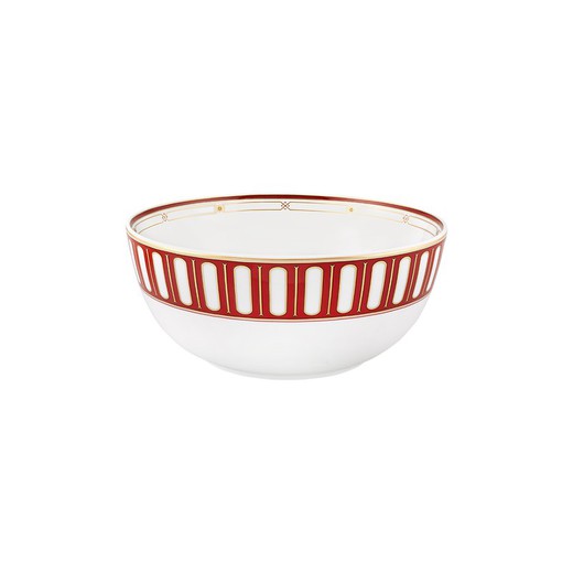 Saladier en porcelaine blanc et rouge, 25 x 25 x 10,8 cm | La Stella