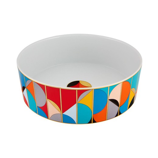 Porcelain salad bowl in multicolor, Ø 26.2 x 8.4 cm | Futurism