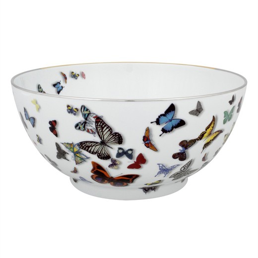 Saladeira em porcelana multicolor, Ø 27,7 x 13,2 cm | desfile de borboletas