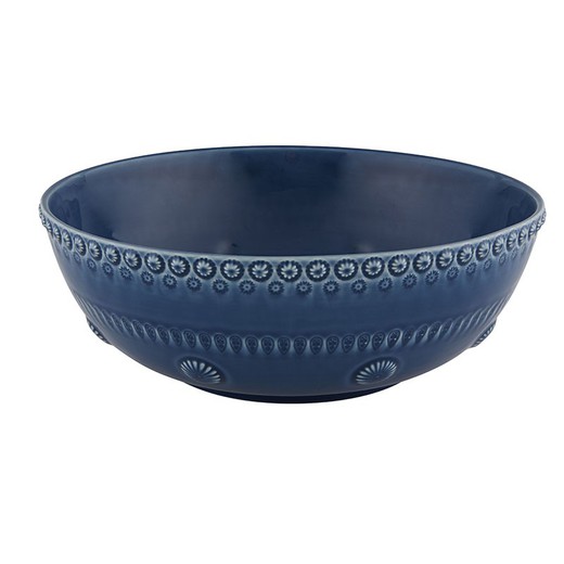 Large blue stoneware salad bowl, 30.7 x 30.7 x 10.3 cm | Fantasy