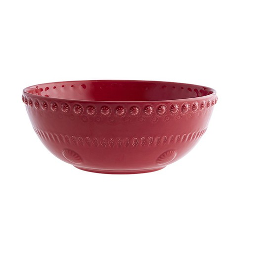 Large red stoneware salad bowl, 30.7 x 30.7 x 10.3 cm | Fantasy