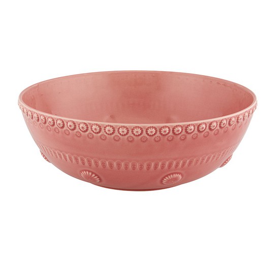 Large pink stoneware salad bowl, 30.7 x 30.7 x 10.3 cm | Fantasy