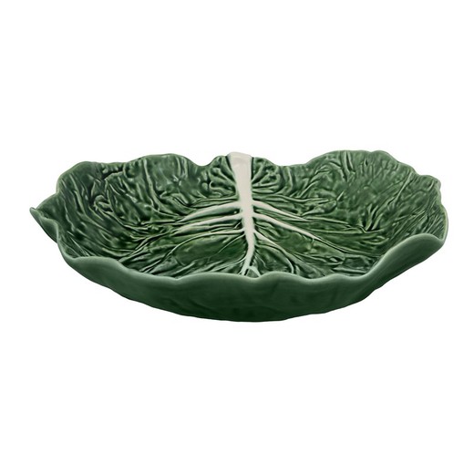 Green earthenware salad bowl M, 35.5 x 32.5 x 7.8 cm | Cabbage