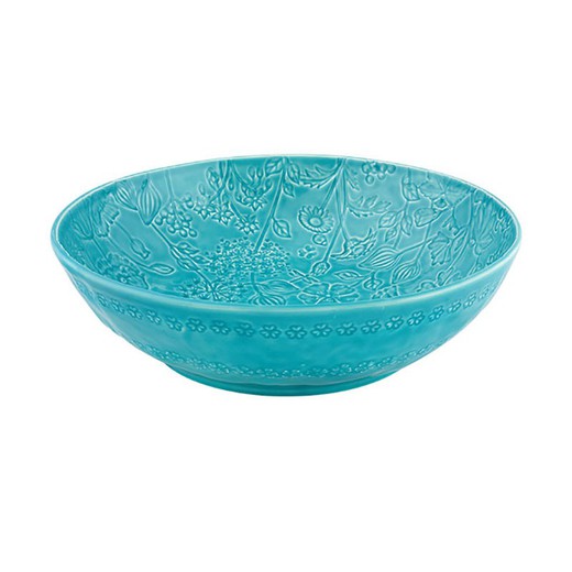 Small blue earthenware salad bowl, 30.5 x 30.5 x 8.5 cm | Flora