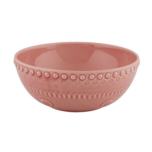 Small pink earthenware salad bowl, 23.3 x 23.3 x 9.5 cm | Fantasy