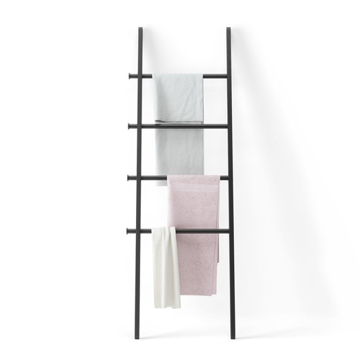 Διακοσμητική μαύρη ξύλινη και μεταλλική σκάλα, 51x4x152 cm
