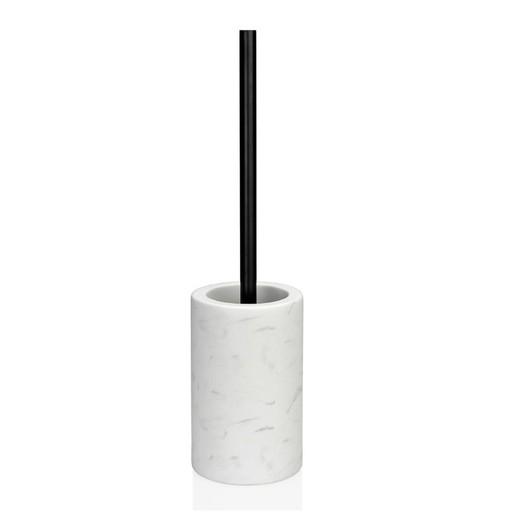 WC-Bürste aus Keramik in Marmoroptik weiß / Edelstahl, Ø10x43cm