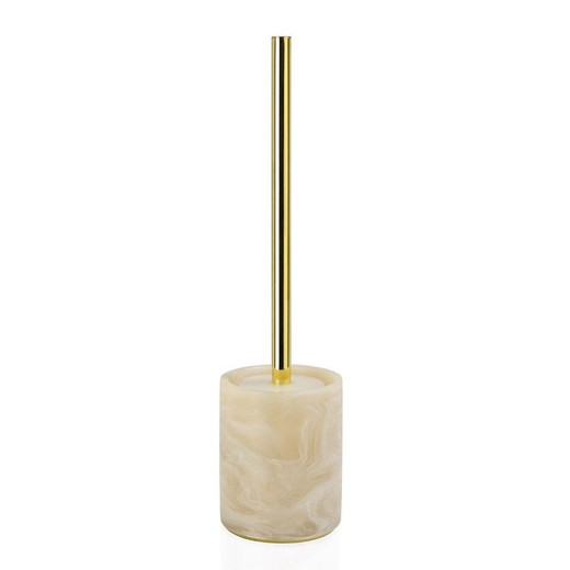 Polyresin toilet brush in pink and gold, Ø 10 x 40 cm | Cloudy