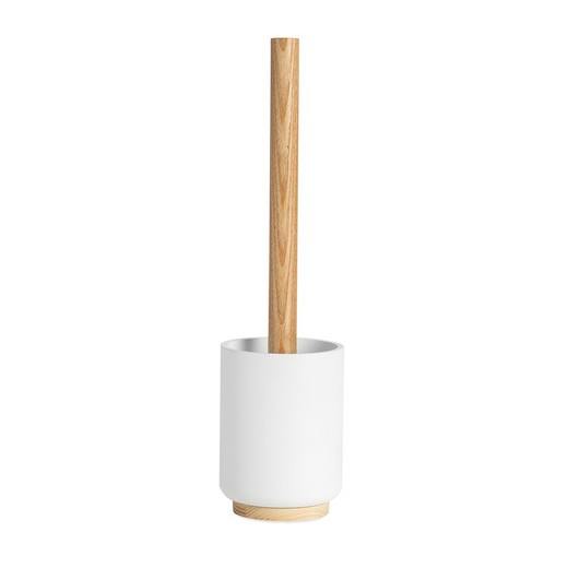 White/natural polyresin and ash toilet brush, Ø9.5 x 39.5 cm | Nordic