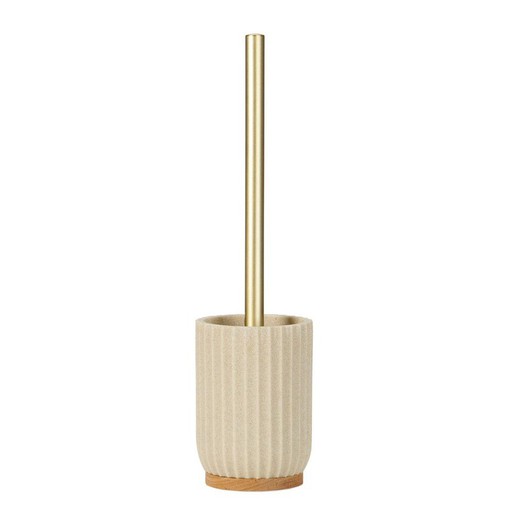 Polyresin and wood toilet brush in beige, Ø 10 x 37 cm | Shell