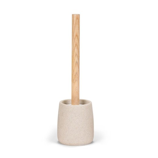 Toalettborste av sandsten och askträ, Ø 10 x 36 cm | Sandstone