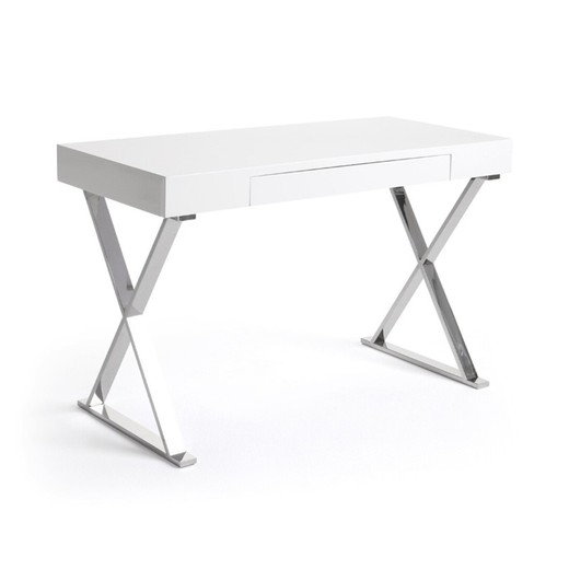 Hvidt skrivebord med skuffe 120 x 55 x 76 CM
