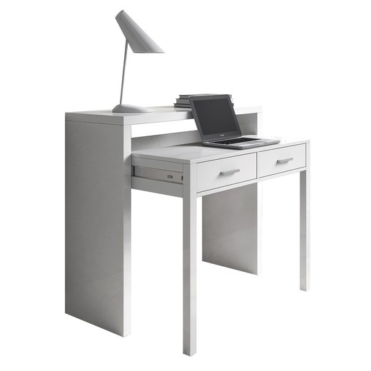 Consola con escritorio desplazable en blanco, 99 x 36 x 88 cm