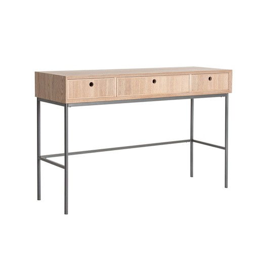 Fir and iron desk in natural color, 120 x 40 x 76 cm | Vonitsa
