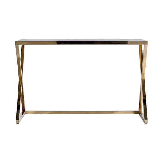 Mesa de vidro e aço Steyrling dourado/espelhado, 120x60x75cm