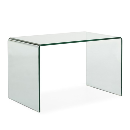 Secretária de vidro transparente, 120x70x75cm