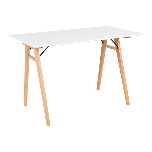 Wit en natuurlijk rubberhouten bureau, 120 x 60 x 75 cm | Vojens