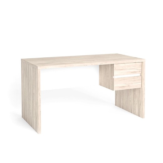 Drewniane biurko w kolorze naturalnym i białym, 136,3 x 68,4 x 75,5 cm | Tomek