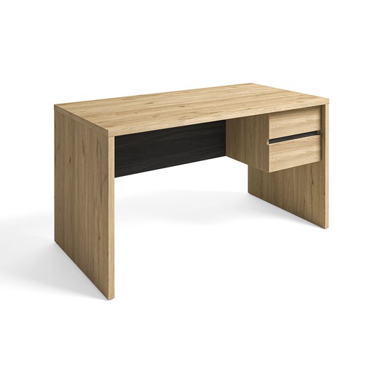 Drewniane biurko w kolorze naturalnym i czarnym, 136,3 x 68,4 x 75,5 cm | Tomek