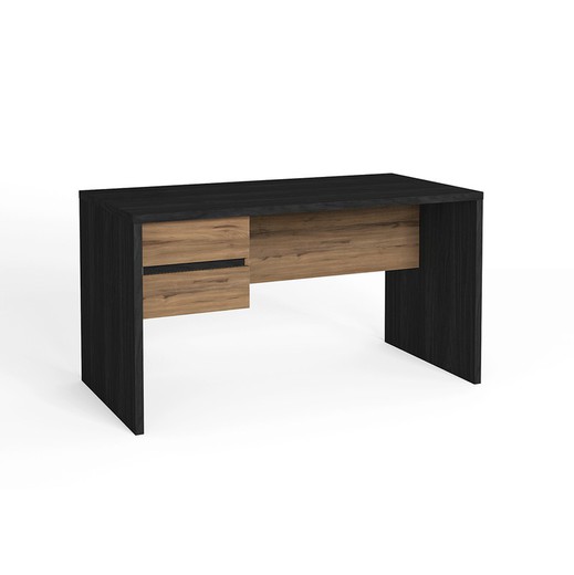 Drewniane biurko w kolorze czarnym i naturalnym, 136,3 x 68,4 x 75,5 cm | Tomek