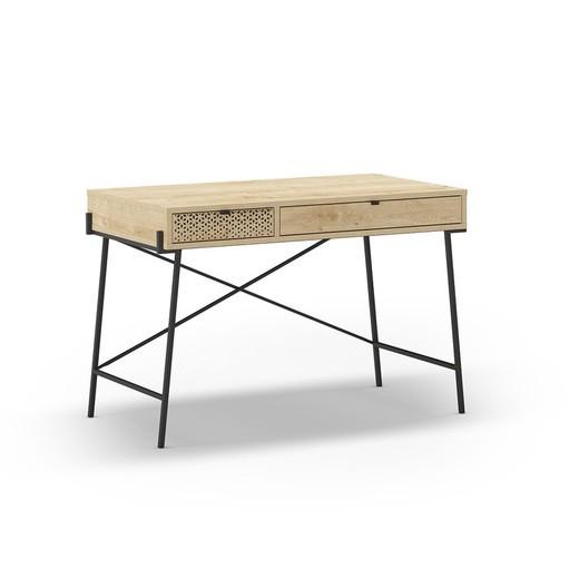 Wood and metal desk in natural and black, 113 x 60 x 77.7 cm | Ecrin